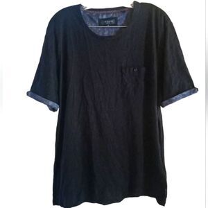 Ted Baker Black Pocket Front Roll Sleeve Cotton Modal Blend T Shirt Size 6